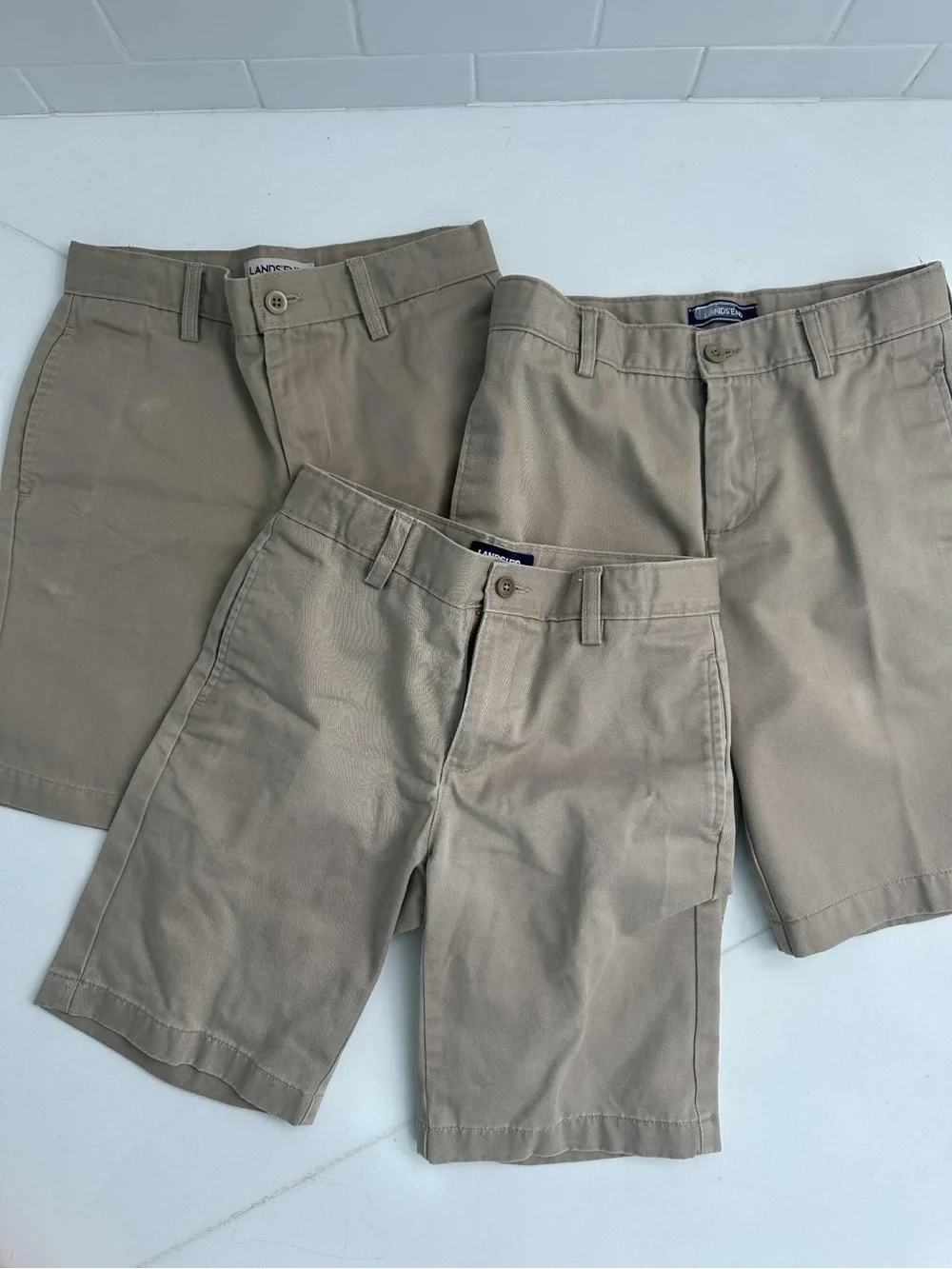 Lands' End Boys' Khaki Shorts Trio - Light Tan